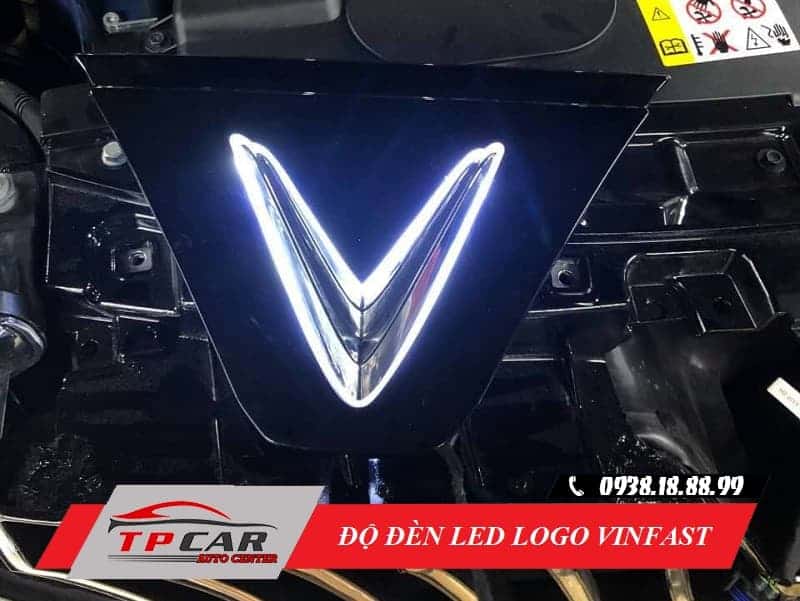 độ đèn led logo xanh cho xe Vinfast