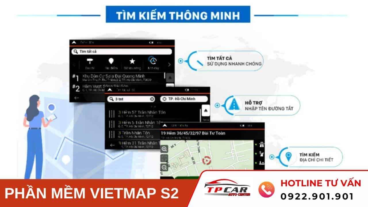 Phần Mềm Vietmap S2 tìm kiếm thông minh 