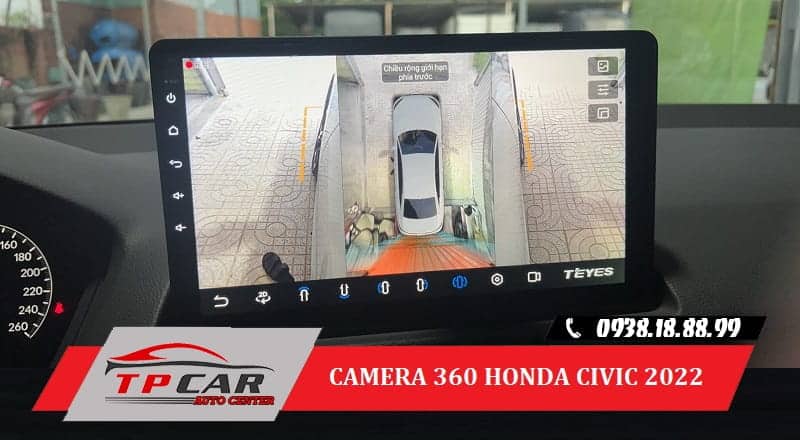 màn hình liền camera 360 cho xe civic 2022