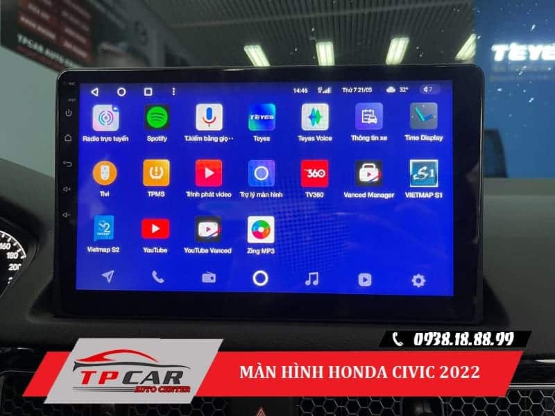 màn hình android xe honda civic 2022