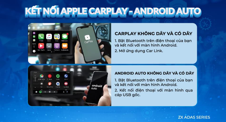 Kết nối Apple Carplay và Android Auto