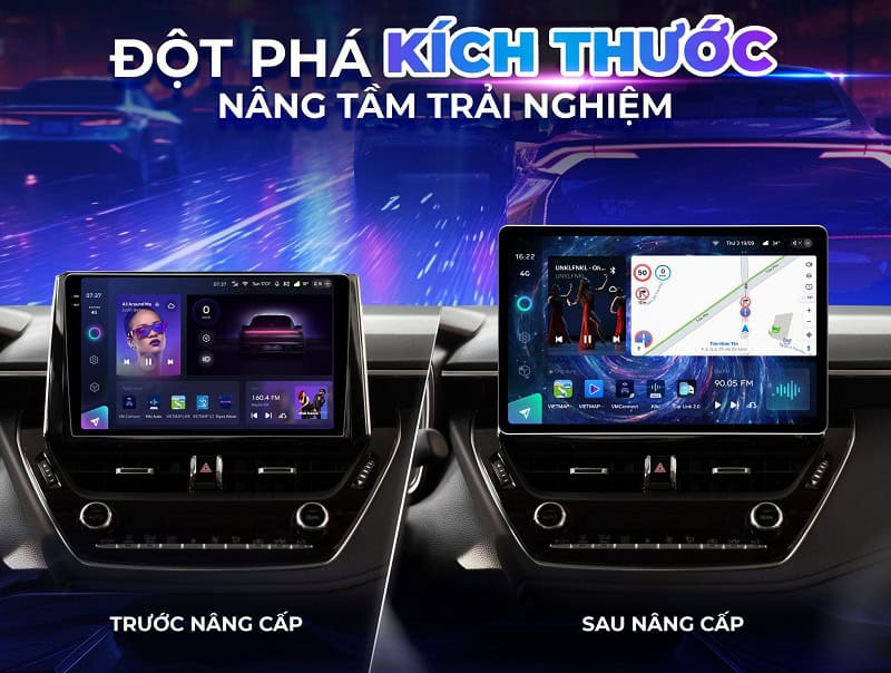 Teyes CC3 2K Max kích thước 11.5 đến 13 inch