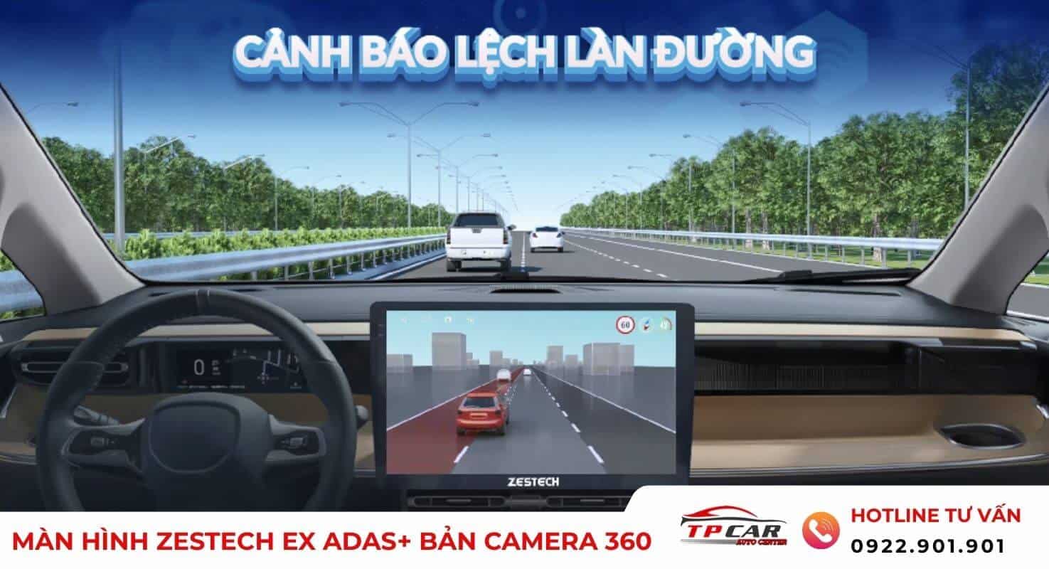 cảnh báo lệch làn đường trên màn hình zestech ex adas+