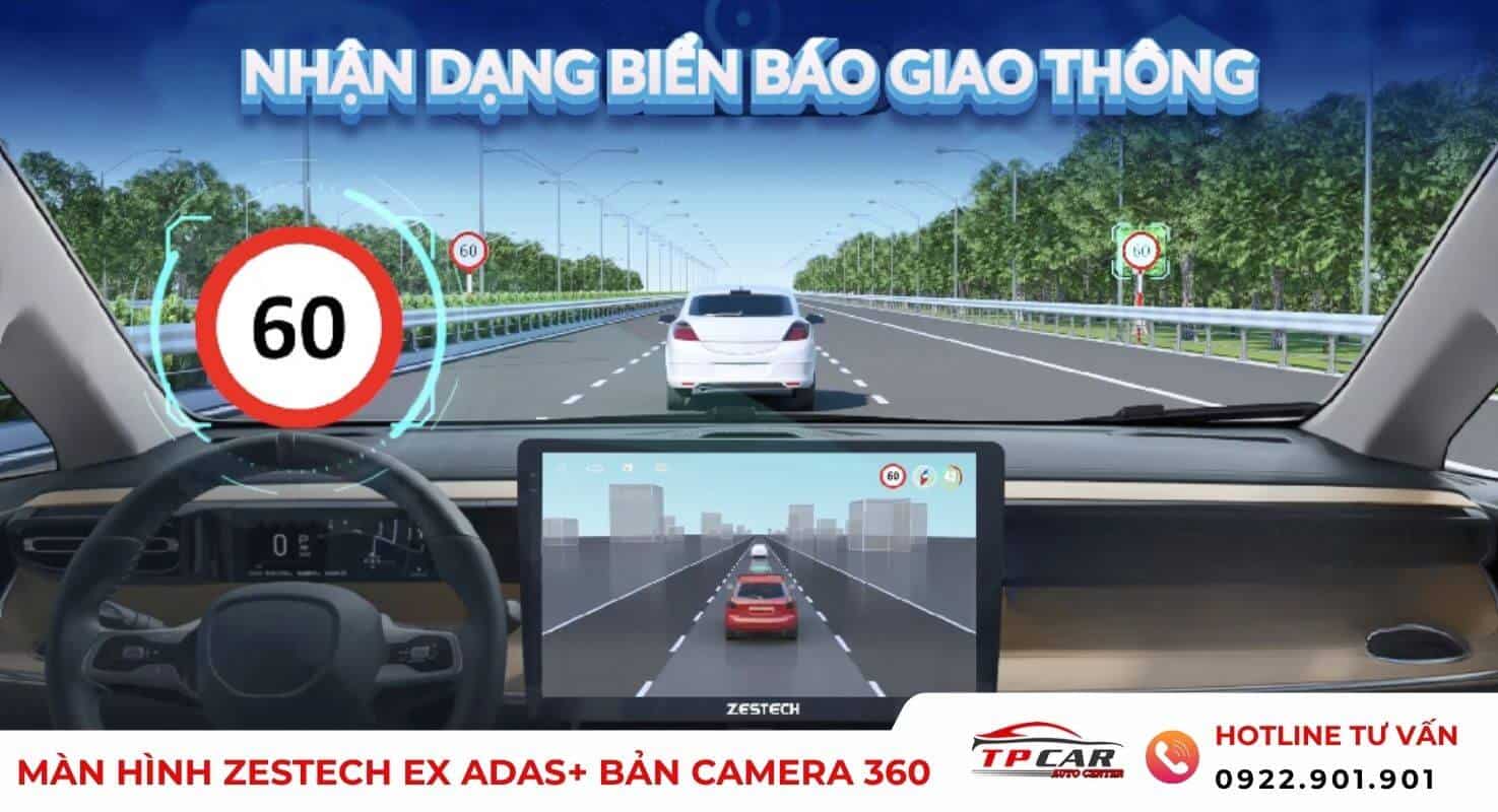 nhận diện biển báo giao thông trên màn hình zestech ex adas+