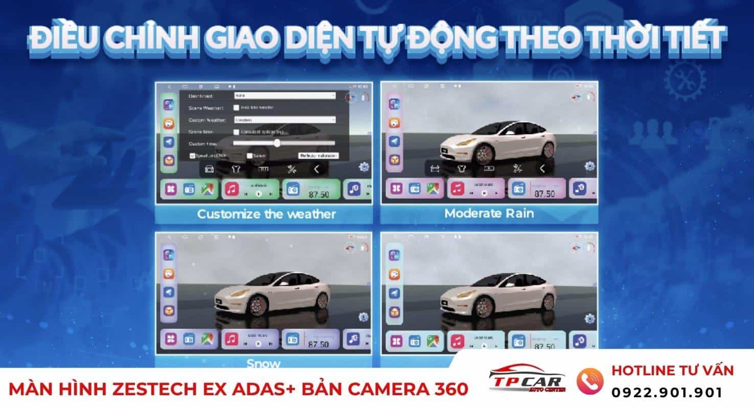 tự động điều chỉnh giao diện theo thời tiết trên zestech adas+