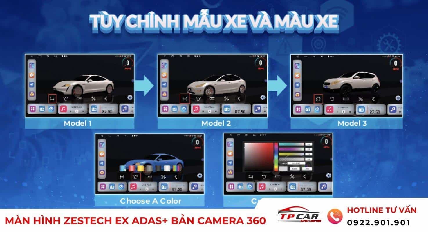 tùy chỉnh mẫu xe và màu xe trên zestech ex adas+