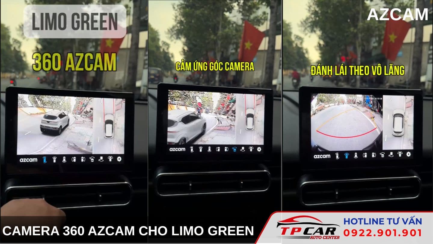 Camera 360 Azcam VinFast Limo Green Tích Hợp Màn Hình Zin CarPlay