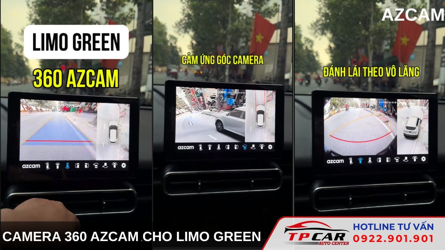 Camera 360 Azcam VinFast Limo Green Tích Hợp Màn Hình Zin CarPlay
