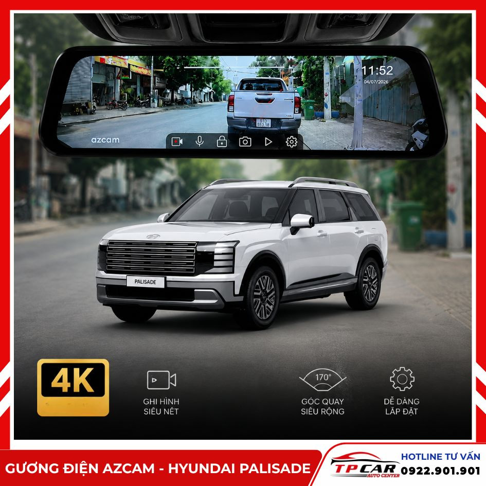 nâng cấp gương điện tử azcam cho hyundai palisade 2026