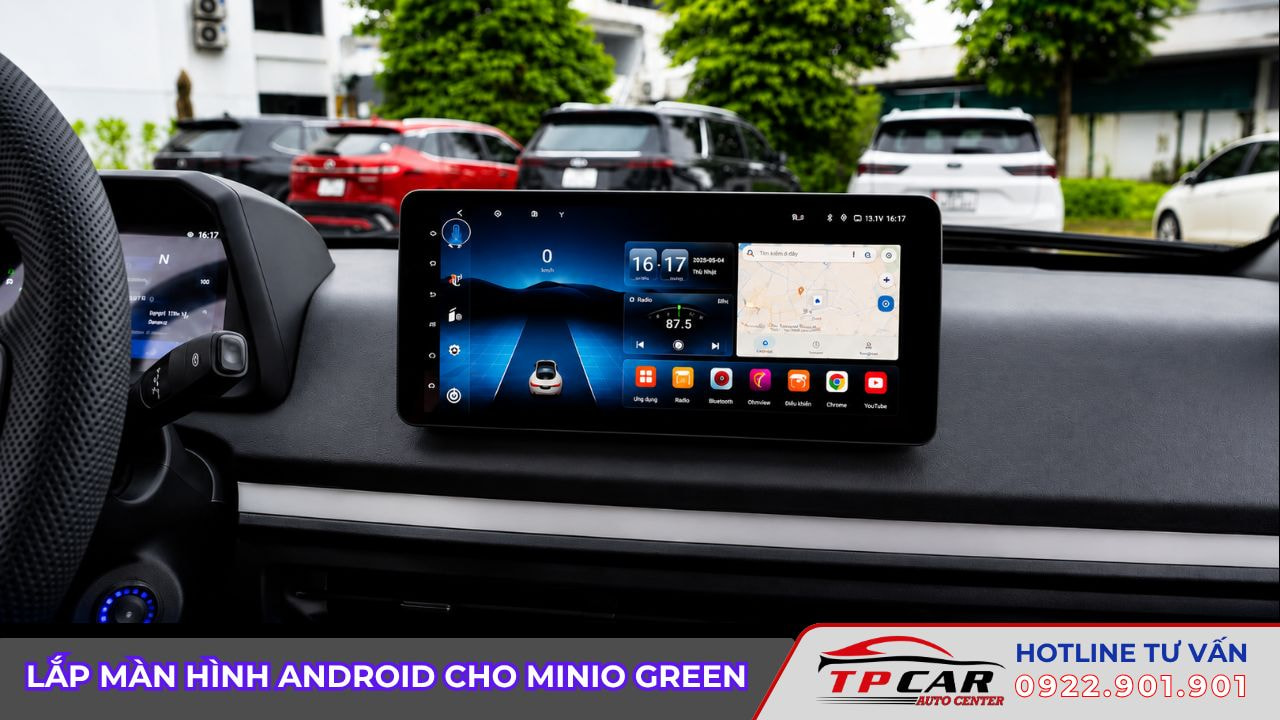 lắp màn hình android cho minio green