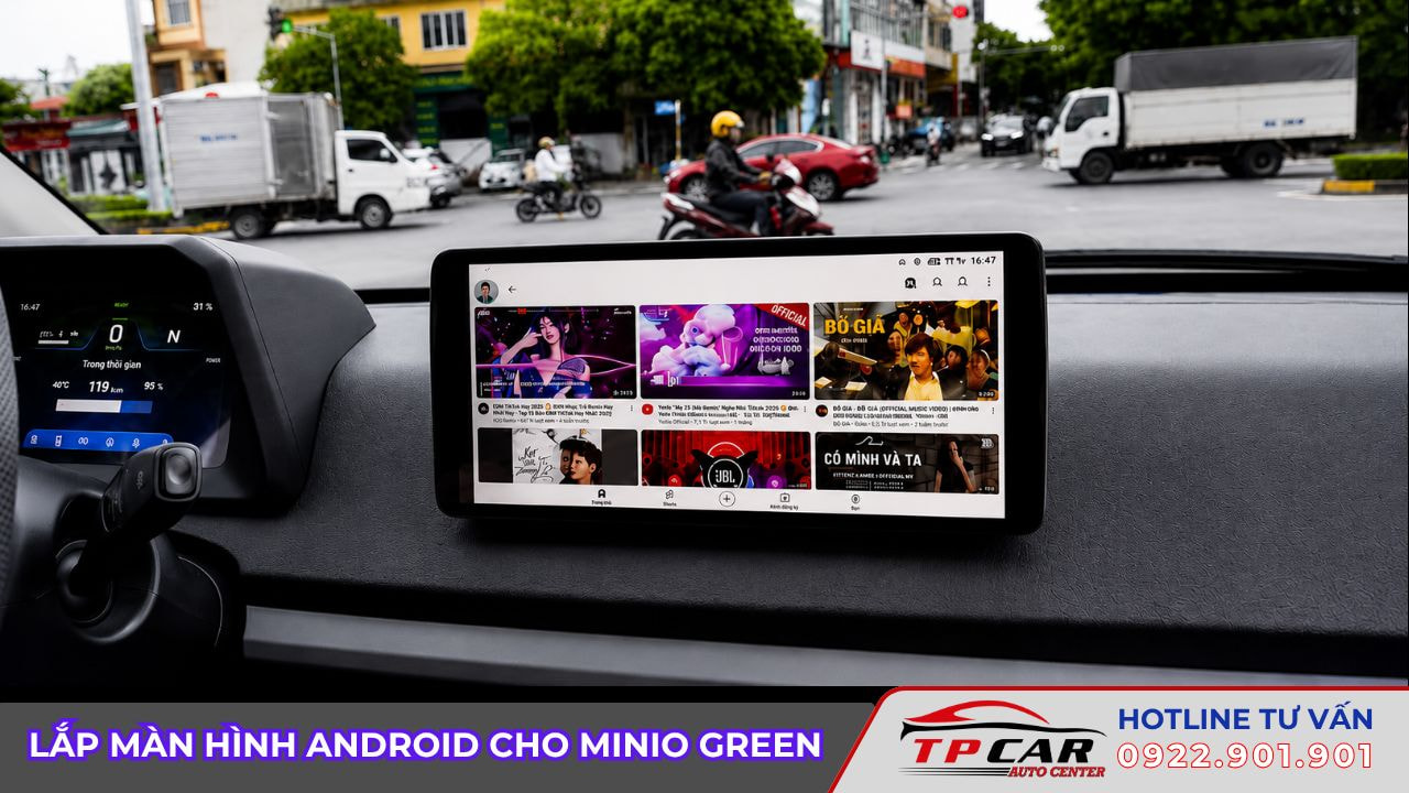 lắp màn hình android cho minio green
