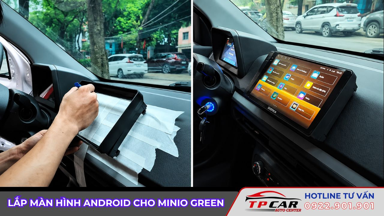 lắp màn hình android cho minio green