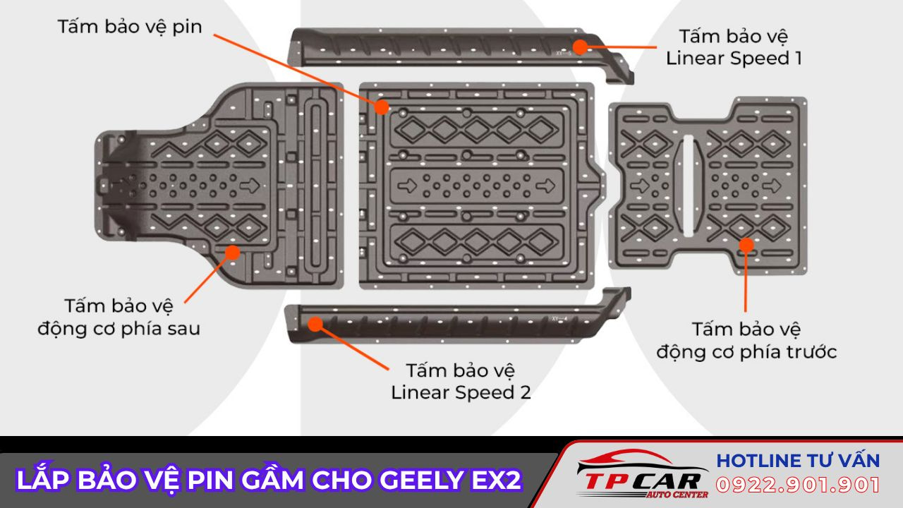 lắp ốp bảo vệ pin gầm geely ex2
